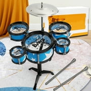 Drum Set Toy for Kids, Kids Jazz Drum Kit with 5 Drums/ Cymbal/ 2 Drumsticks Musical Instrument Playing Beat Toys for 3 4 5 Year Old Boys Girls Educational Gifts